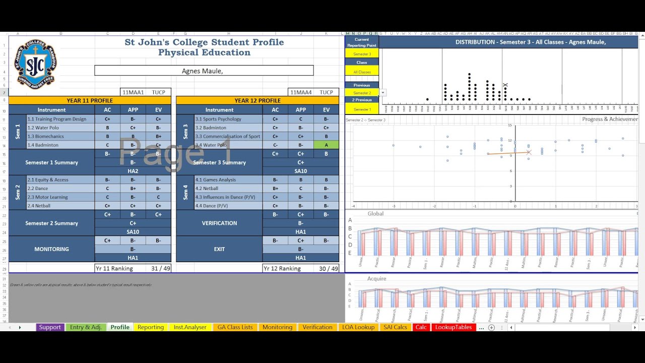 Results Spreadsheet - Tracking student progress