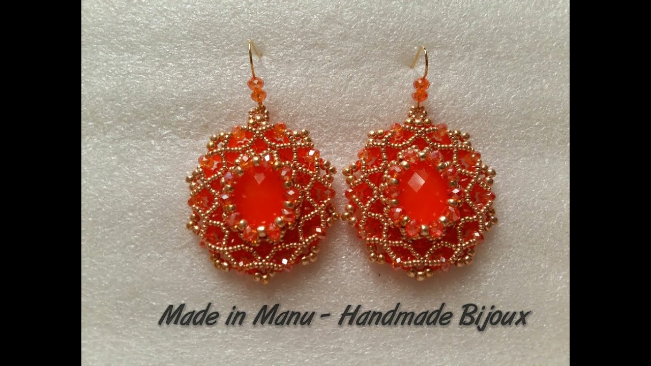 Tutorial - Orange Fantasy -  modulo per orecchini o ciondolo con ovale 18x25