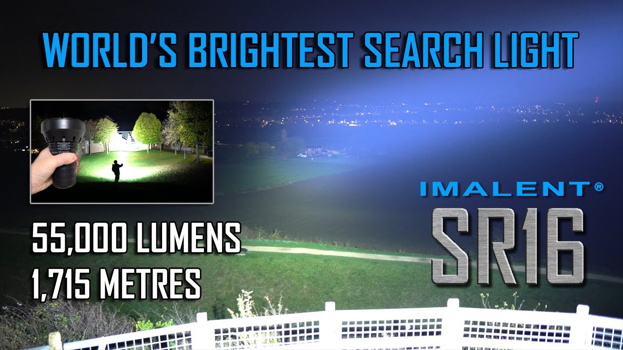 IMALENT SR16 Flashlight - 55000 lumens, 1715m beam distance, built-in fans & 2 hour fast charging!