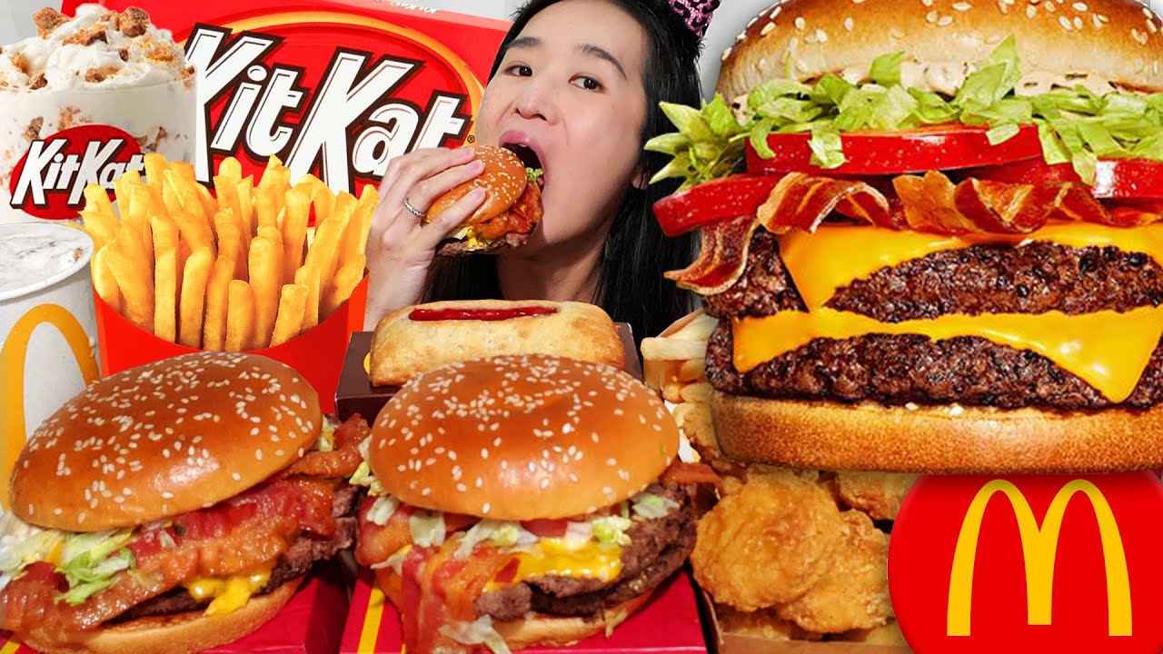 McDonald's Smoky BLT Quarter Pounder Mukbang! KitKat McFlurry, Chicken McNuggets, Cheeseburger ASMR