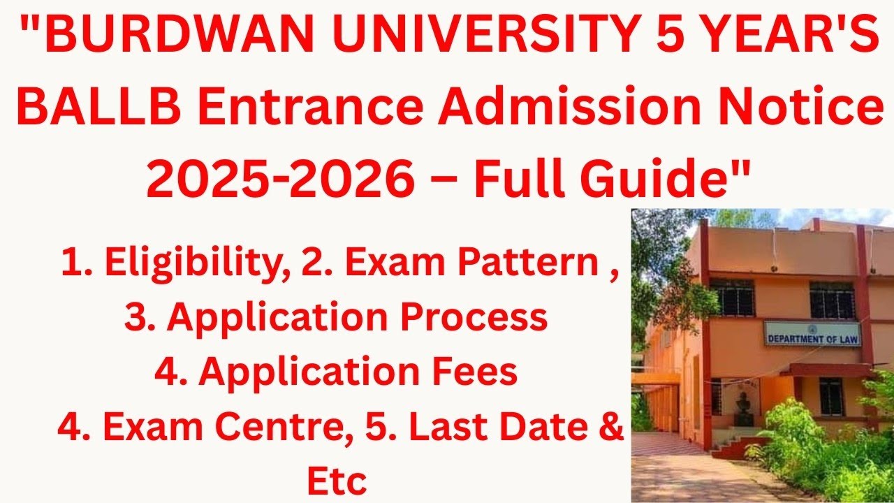 || BURDWAN UNIVERSITY 5 YEAR'S BALLB ENTRANCE ADMISSION NOTICE 2025 - 2026 - FULL GUIDE || LCA ||