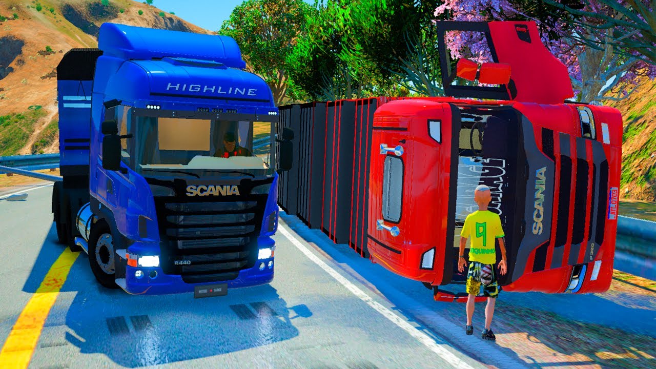 GTA 5 VIDA DE CAMIONEIRO: MEU AMIGO CAPOTOU DESCENDO A SERRA CARREGADO