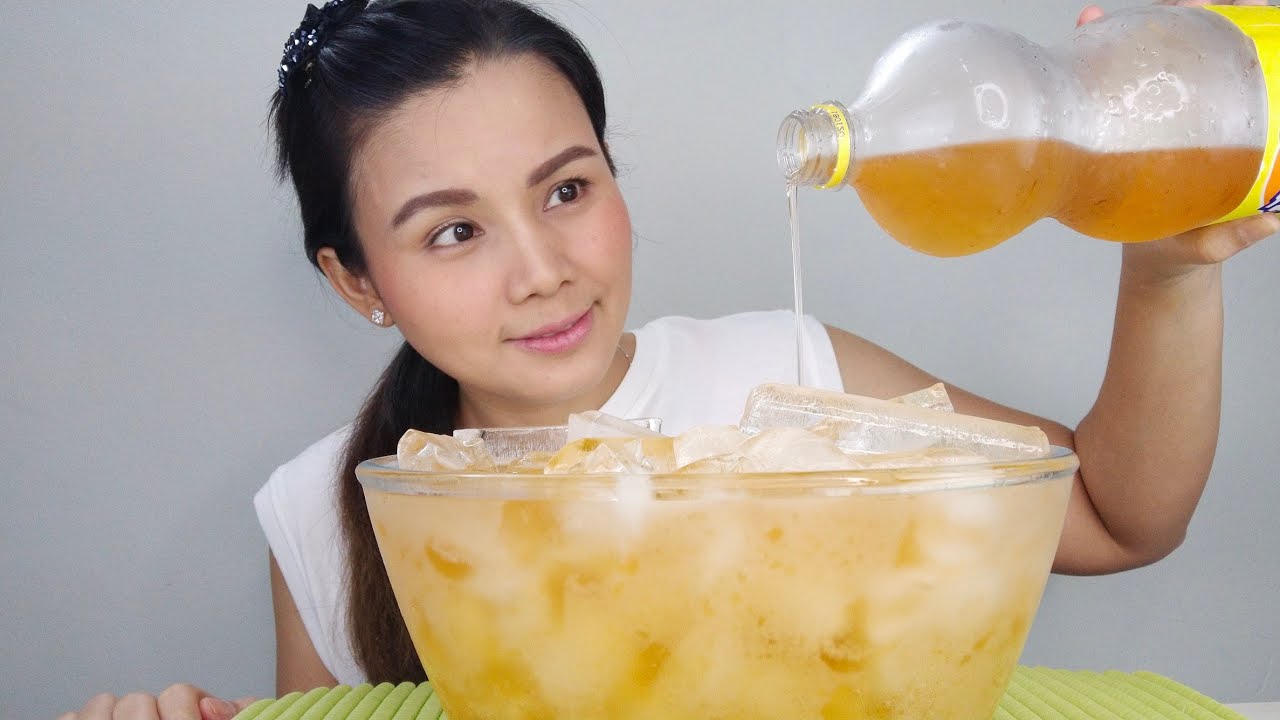 ASMR ICE EATING - HONEY LEMON FANTA