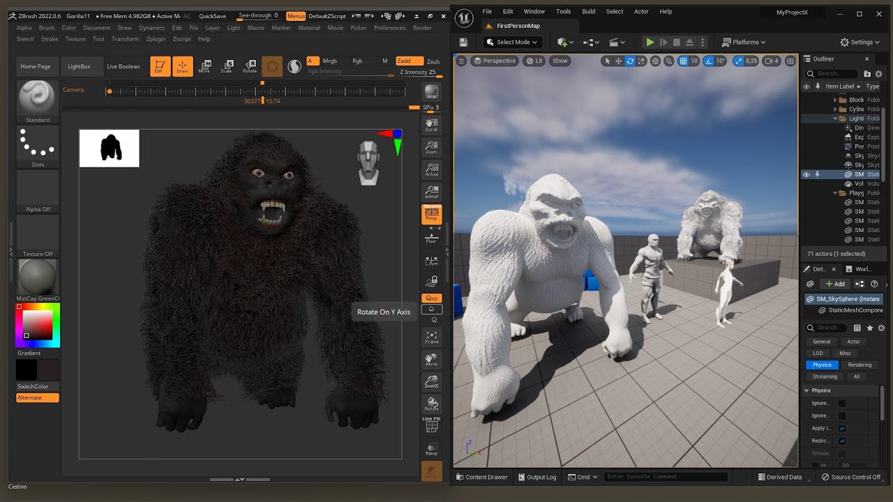 Видеогид — экспорт Zbrush, импорт Unreal Engine, инструмент FBX, экспортер, плагин MultiMap, сетк...