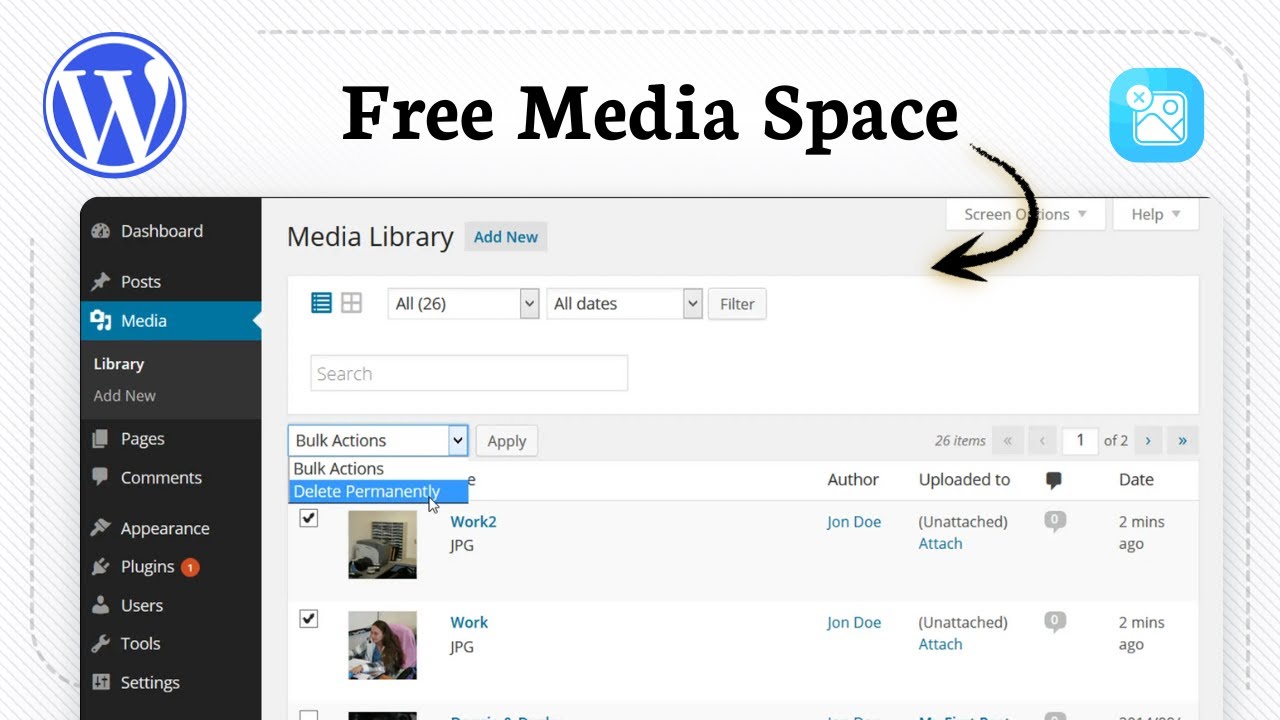 Как удалить изображения из медиатеки WordPress