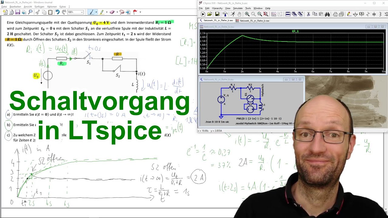 Ausgleichsvorgang/Schaltvorgang mit Uq, R, L und 2 Schaltern in LTspice simulieren