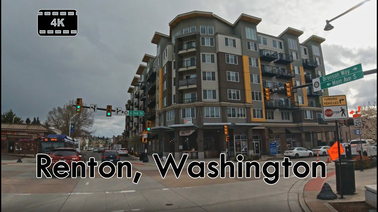 Driving in Downtown Renton, Washington - 4K