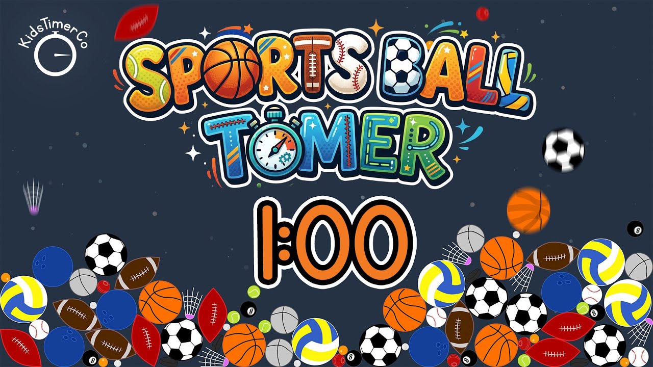 1 Minute Sports Ball Bonanza! 🏀⚽🎾🎳 Fun Sports-Themed Visual Countdown