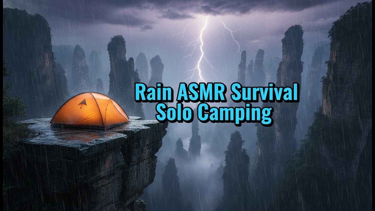 Solo Camping Cliff Edge: Surviving a DISASTER Storm in Zhangjiajie (Heavy Rain ASMR & Thunder)