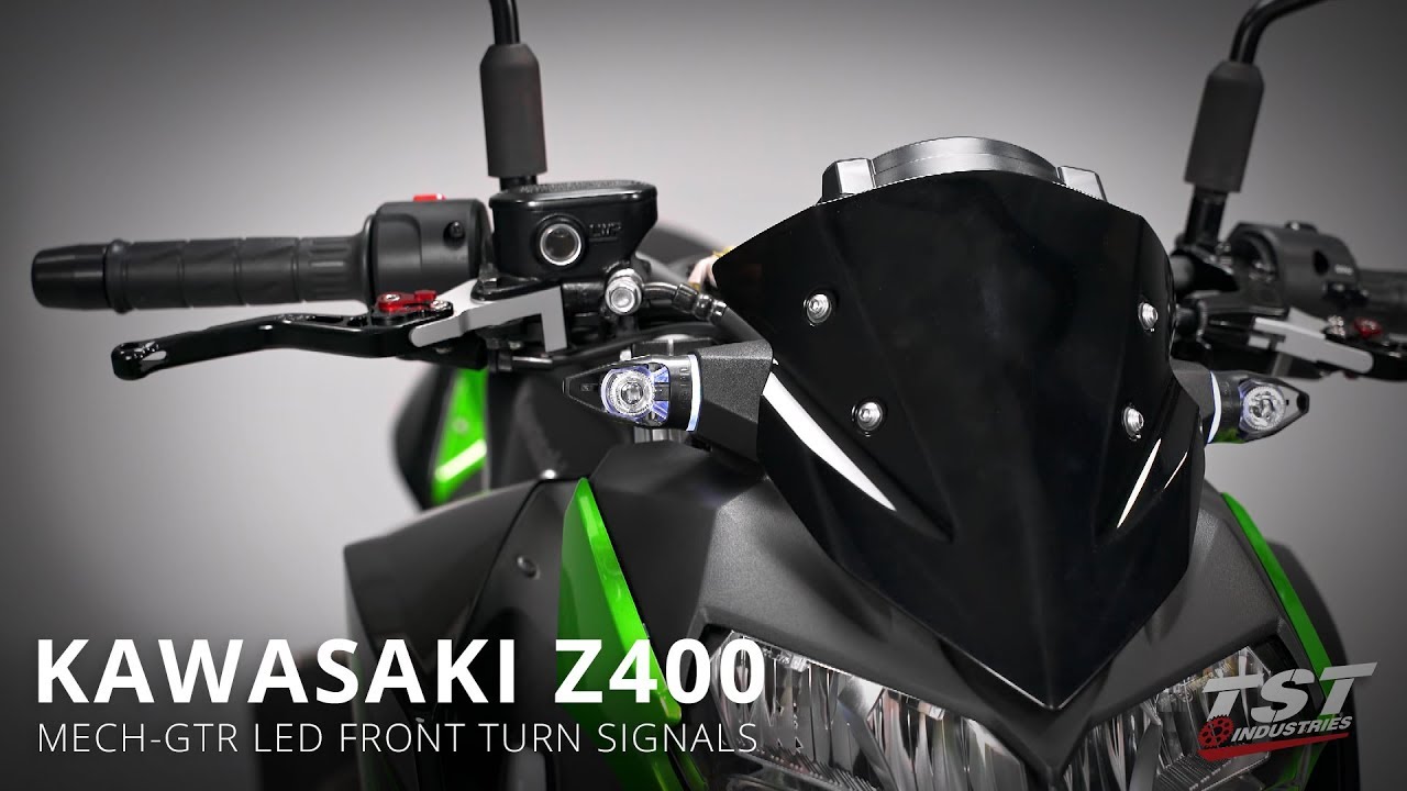 Как установить светодиодные поворотники Mech-GTR Flushmount Pod на Kawasaki Z400 2019 года от TST...