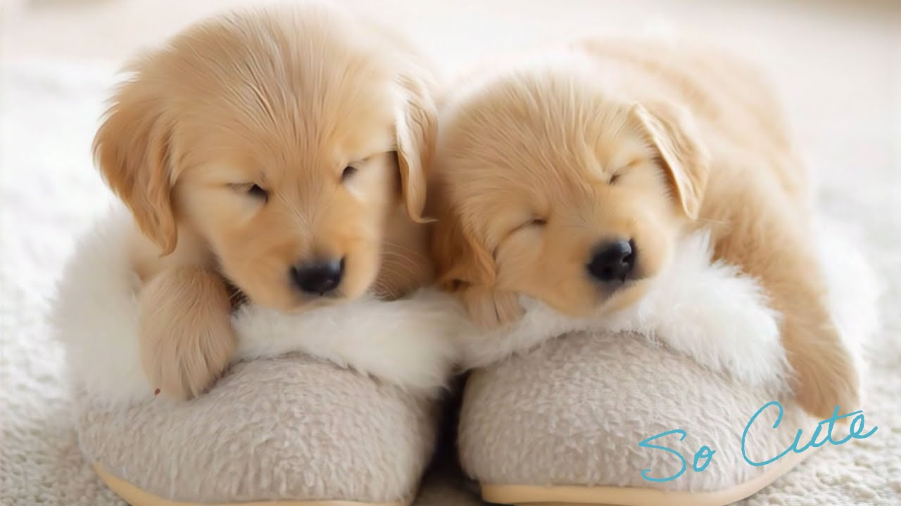 Cute Golden Retriever Puppies & Mom : Relaxing 4K Visuals for Sleep