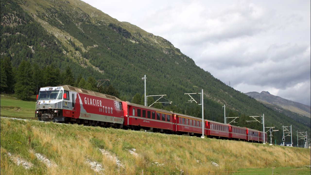 Rhätische Bahn: die Albula- und Engadiner Bahnen in Samedan! Ge 4/4 I, Ge 4/4 II und Ge 4/4 III show