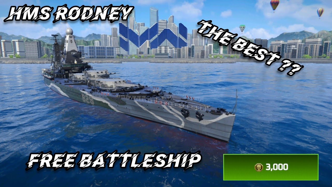 HMS Rodney ! Available in the ranked store for 3,000 coins! First free battleship in Modern Warships