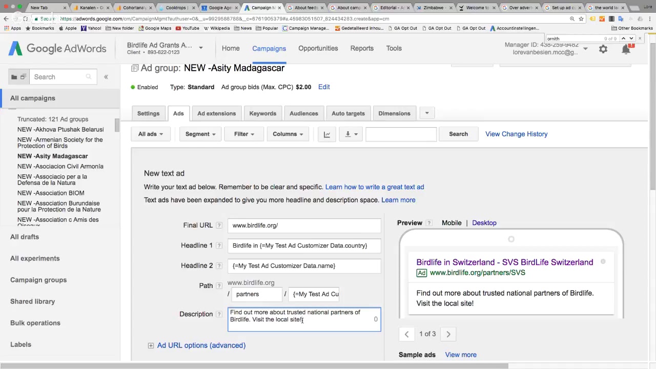 Creating AdWords Text Ads with Ad Customizers