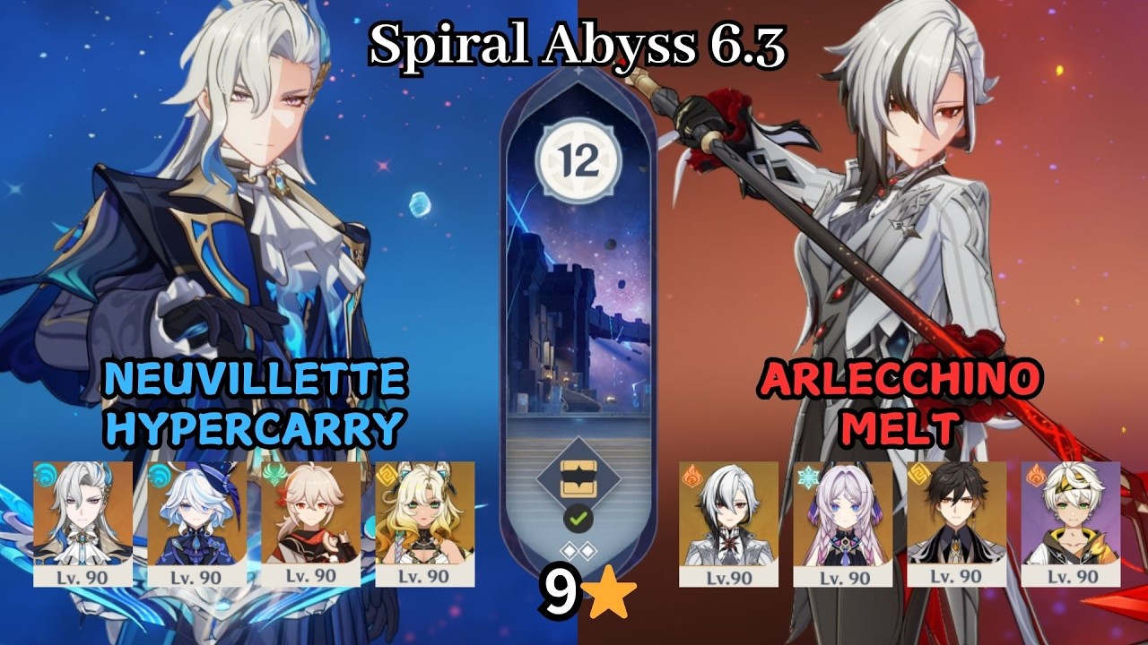 C0 Neuvillette Hypercarry & C1 Arlecchino Melt | Spiral Abyss 6.3 Luna IV | Full Star Clear