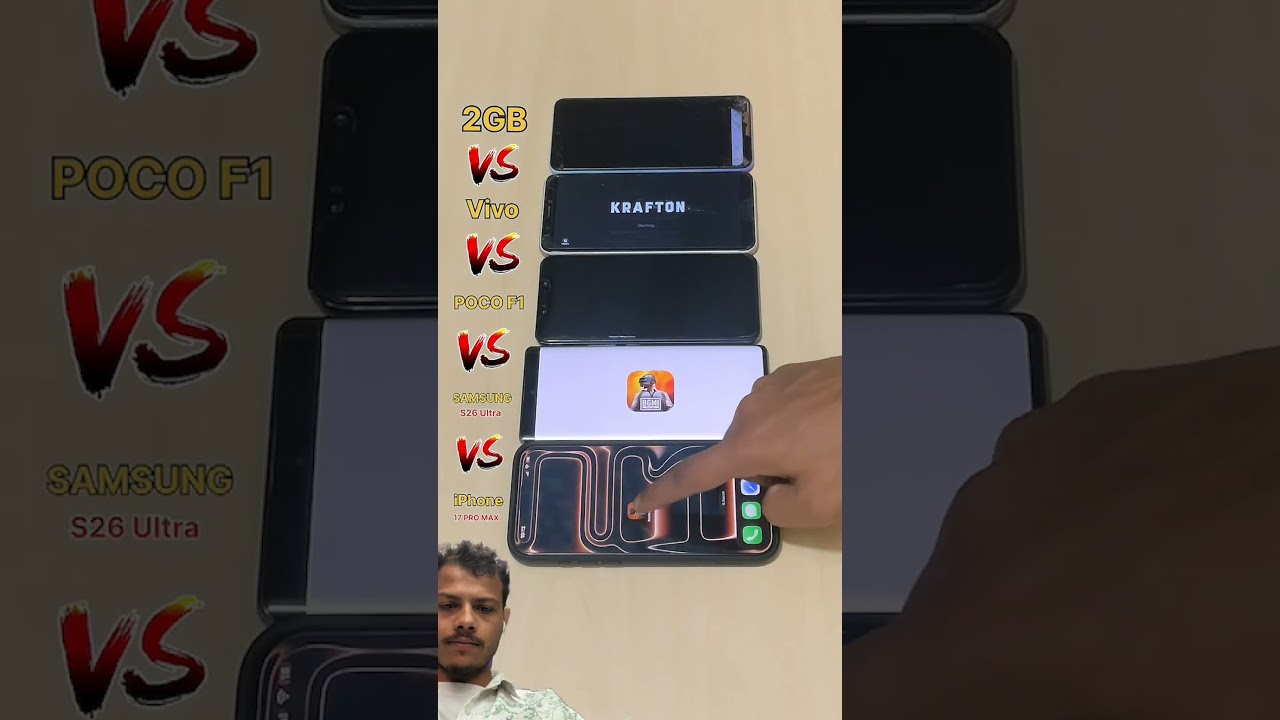 🥶2GB VS POCO F1 VS SAMSUNG ULTRA VS IPHONE PUBG TESTING 🥶#youtubeshorts #samaung #iphone
