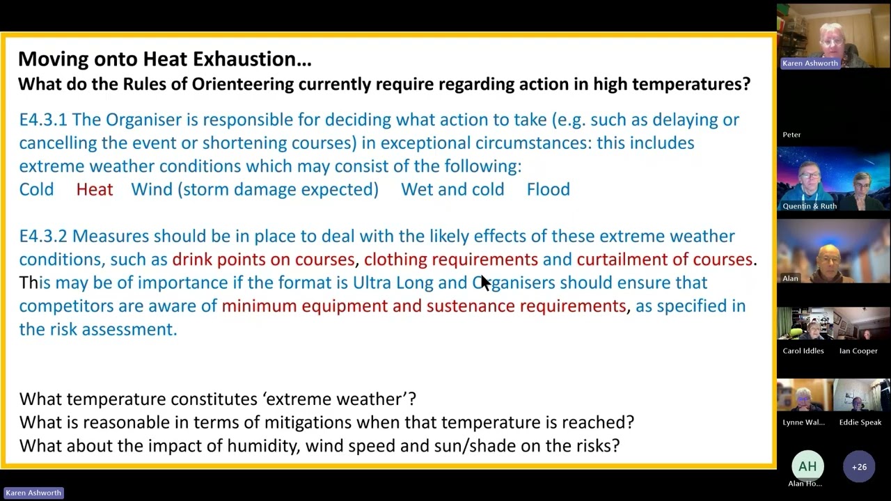 Heat, Health and Orienteering - How Hot is Too Hot?