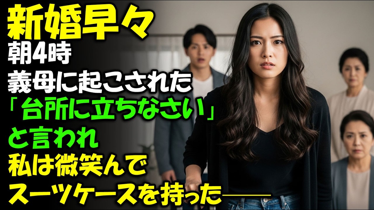 新婚早々、朝4時に義母に起こされ「台所に立ちなさい」と言われた。私は微笑んで夫に「あなたが作って」と告げ、そのまま静かにスーツケースを持って家を出た——