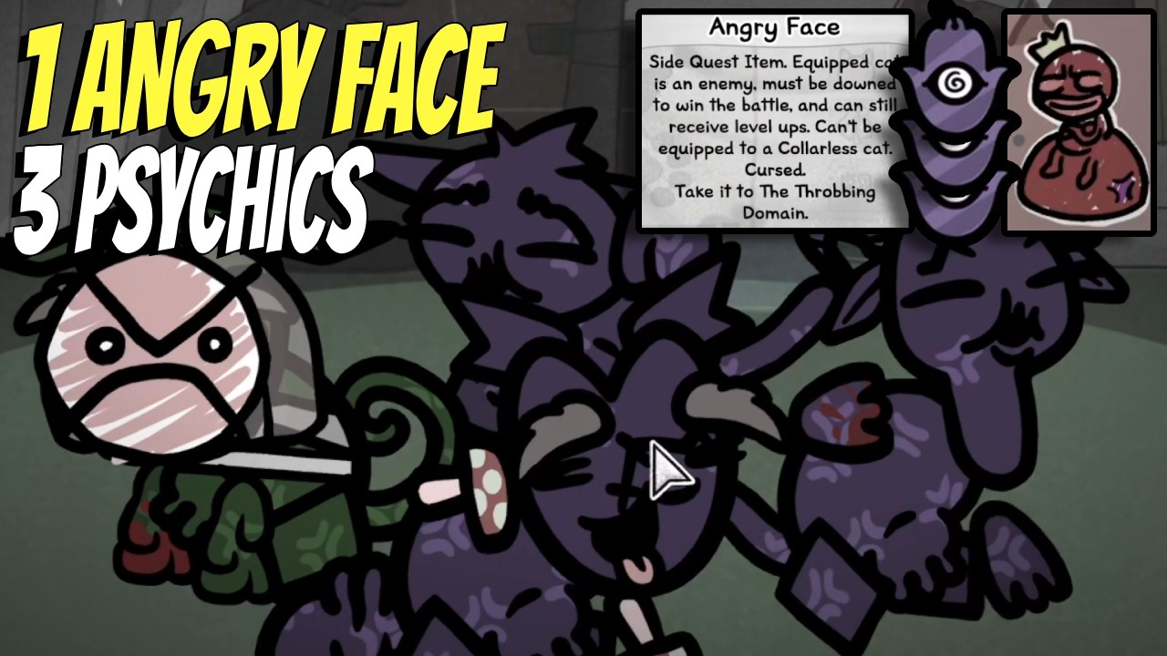 3 psychics and 1 Angry Face quest Act 1 run | Mewgenics