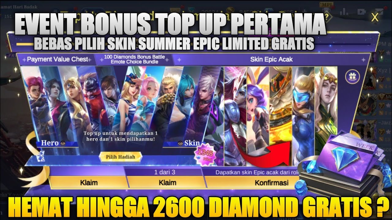 HEMAT 2600 DIAMOND!! EVENT BONUS 100 DIAMOND DIJAMIN DAPAT SKIN EPIC GRATIS 2025 || MOBILE LEGENDS