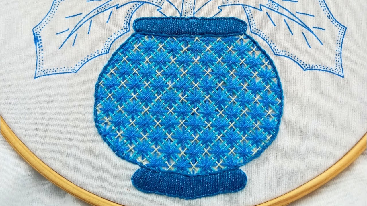 Bellísima puntada🩵🤩para jarrón#35puntada ideal para cualquier diseño 