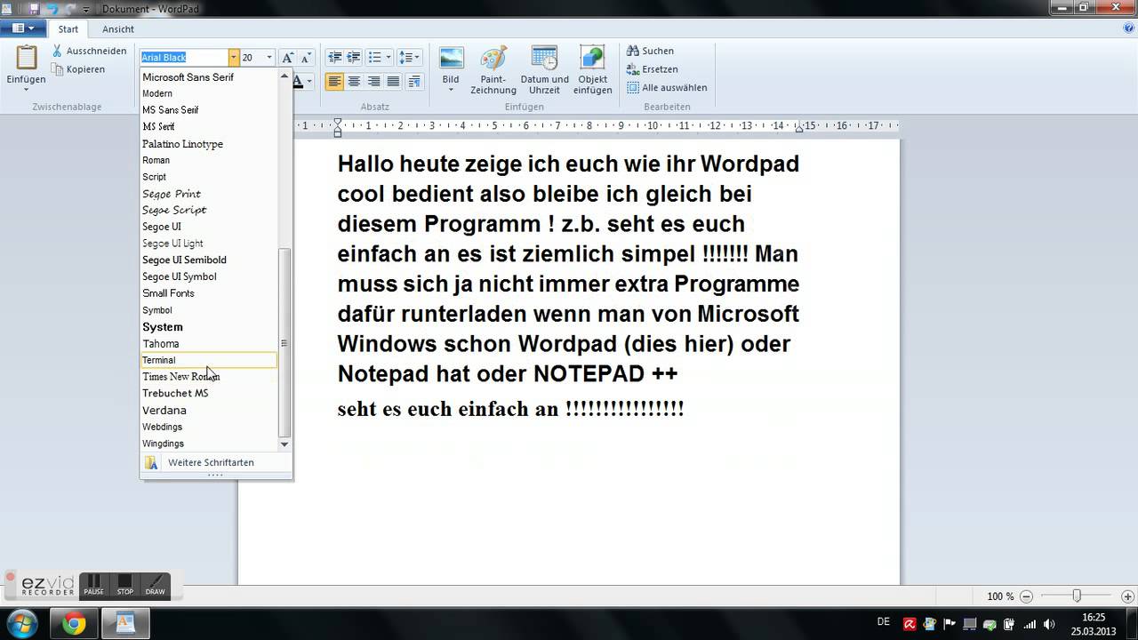 Wordpad bei Windows 7