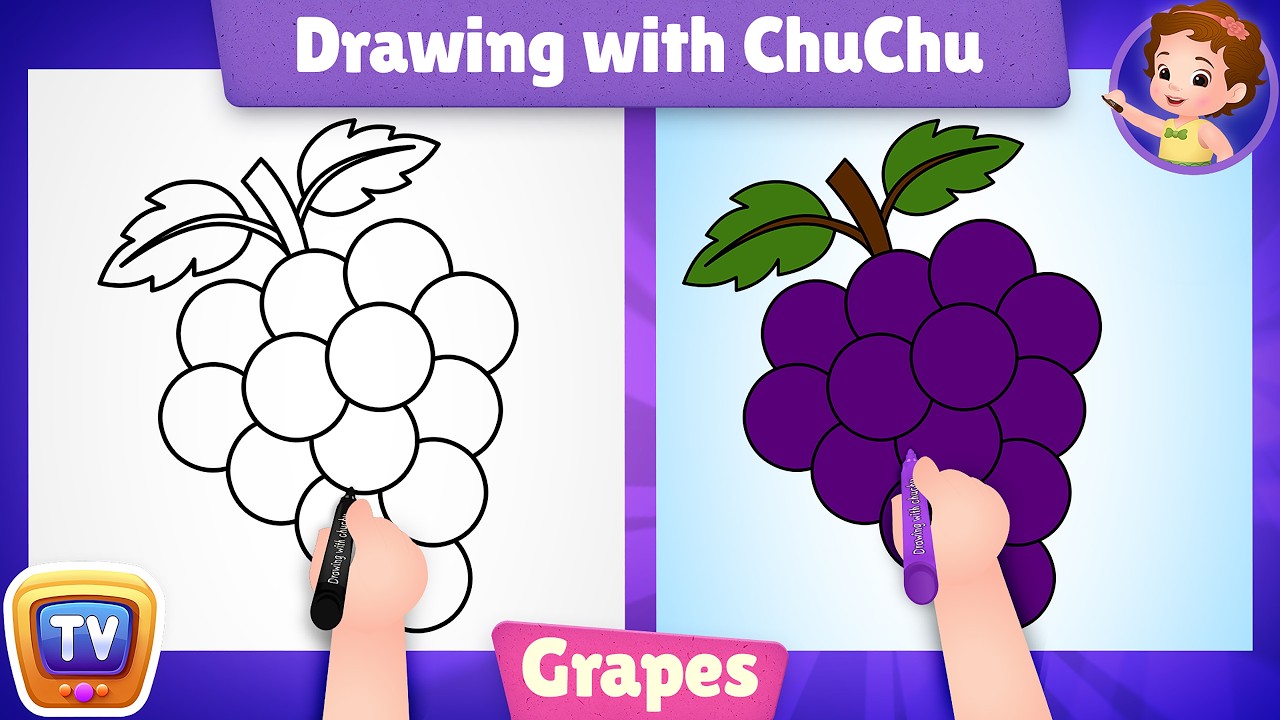How to Draw A Bunch of Grapes? - More Drawings with ChuChu - ChuChu TV Drawing Lessons for Kids