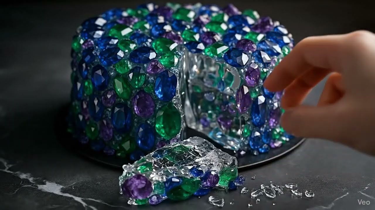 【AIが生んだ芸術】この世に一つの "ガラスケーキ" 新感覚のカッティングASMR AI-Designed Glass Cake  A New Sensation of Cutting Sounds