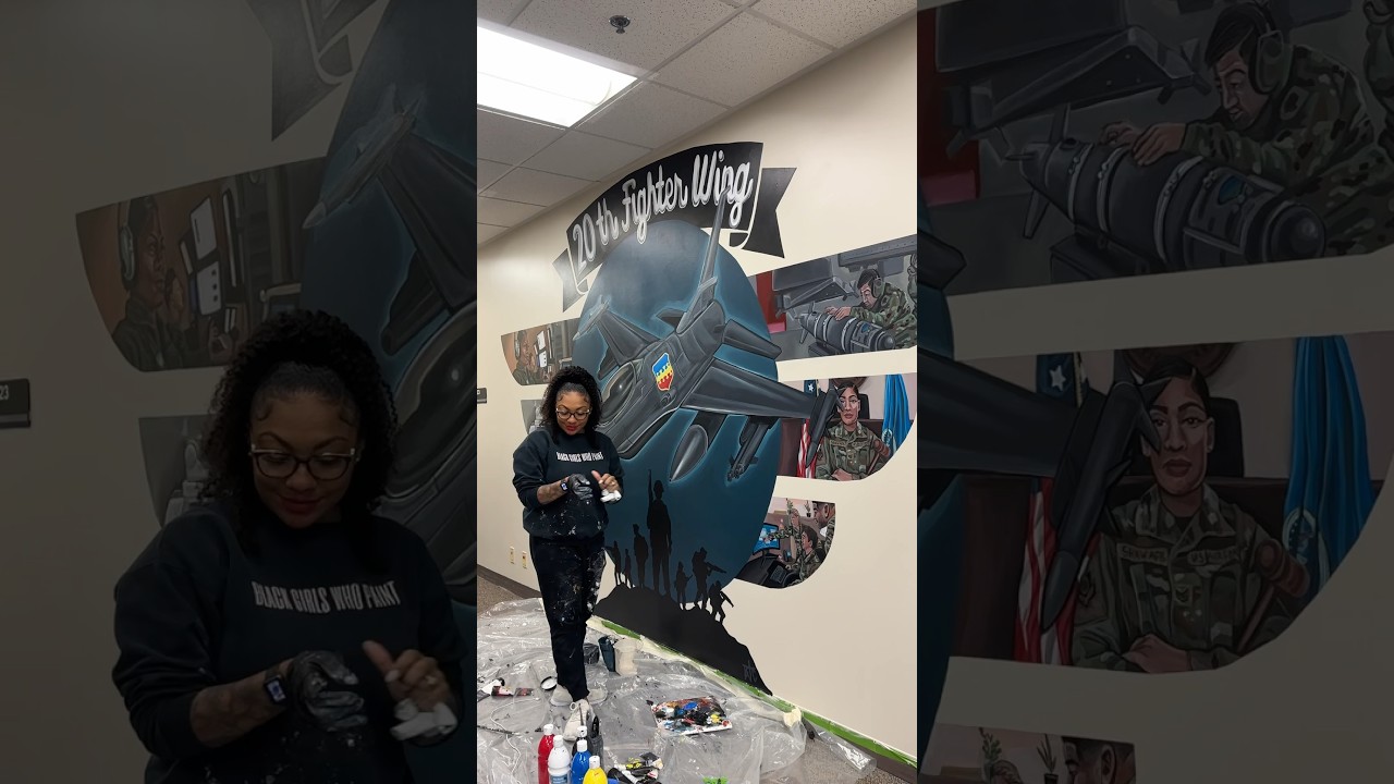 How did I do? 🛩️🎨 Shaw AFB 📍#USAF #Mural #Art #FTAC #F16 #Airforce