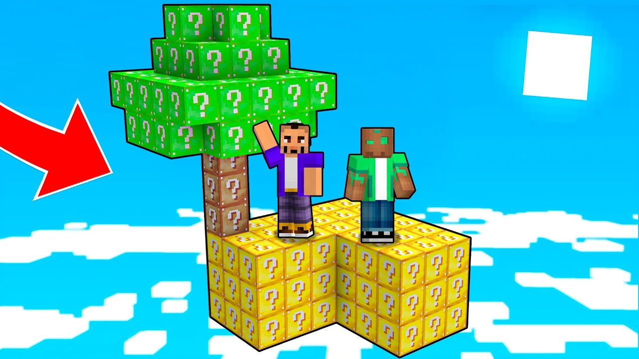 100 D&iacute;as ATRAPADOS en UN SKYBLOCK de LUCKY BLOCKS en Minecraft
