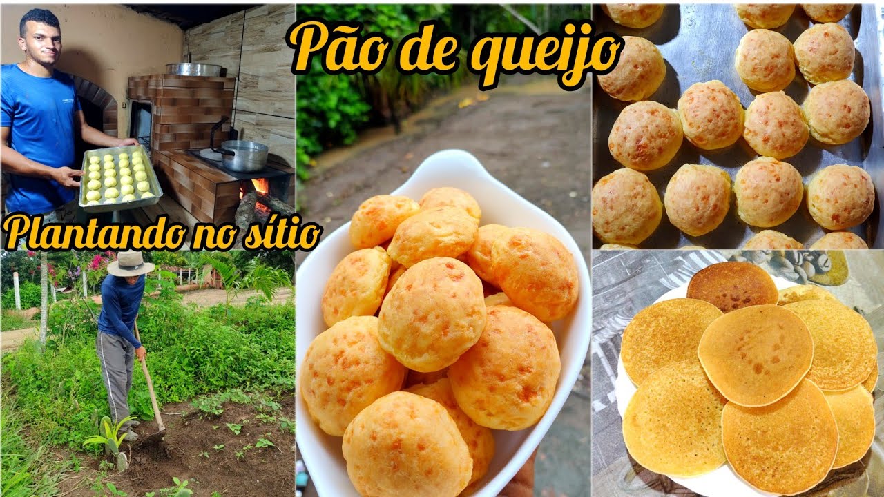 fiz pão de queijo//massa puba // polvilho // chuva//plantando novas mudas de frutíferas no sítio