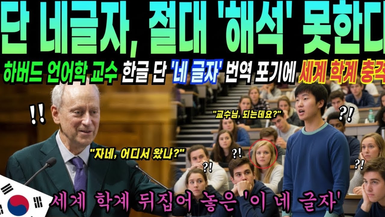 [해외감동사연] 하버드 언어학 교수가 결국 무릎 꿇은 한글 단 '네 글자'! 절대 번역할 수 없는 한글의 과학성에 전세계 경악