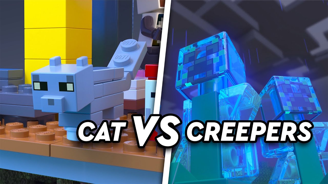 Cat vs creepers! An explosive LEGO Minecraft story.