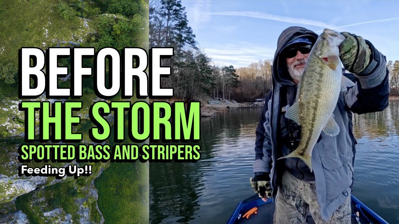 Before The Storm   Spotted Bass and Stripers Feeding Up!