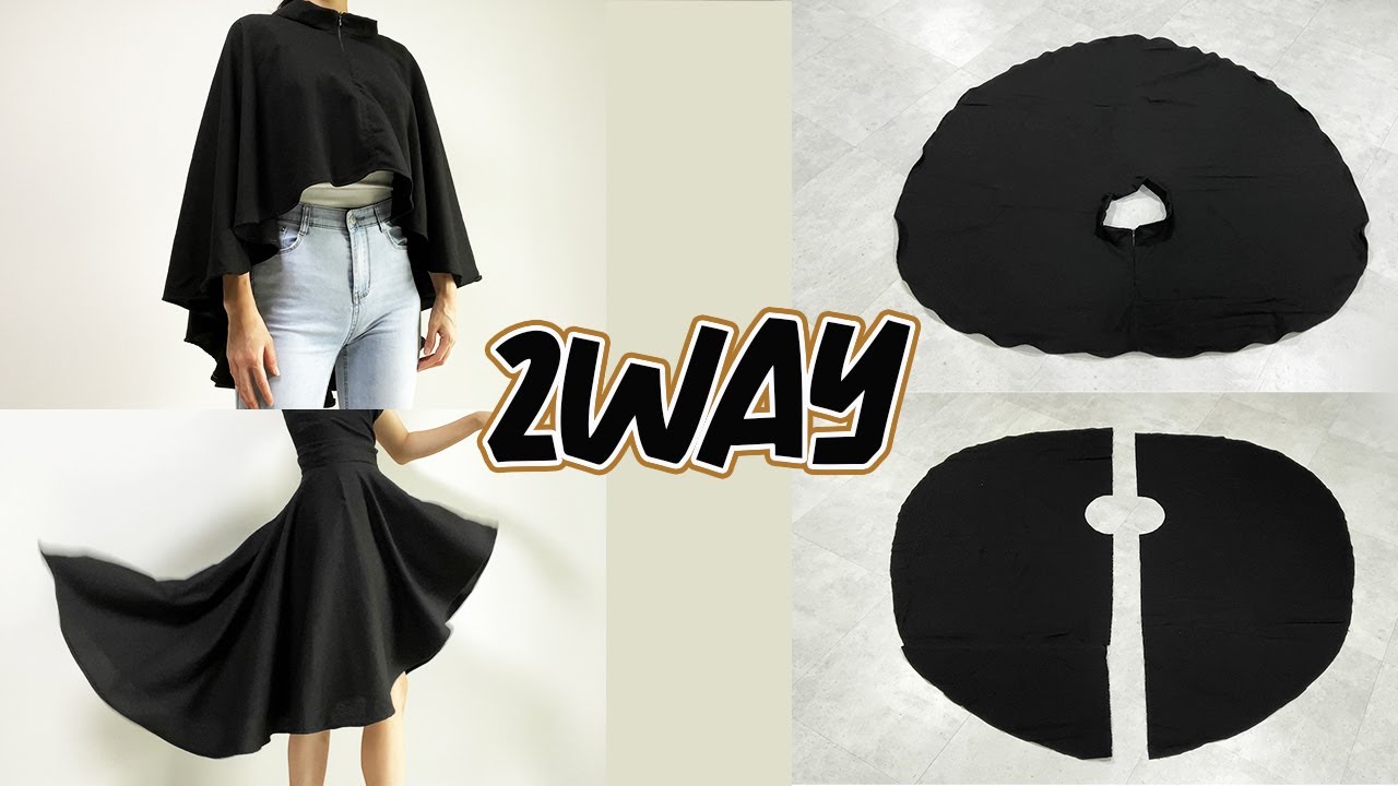 DIY 2Way HIGH-LOW Cirlcle Poncho Skirt (Easy Sewing)