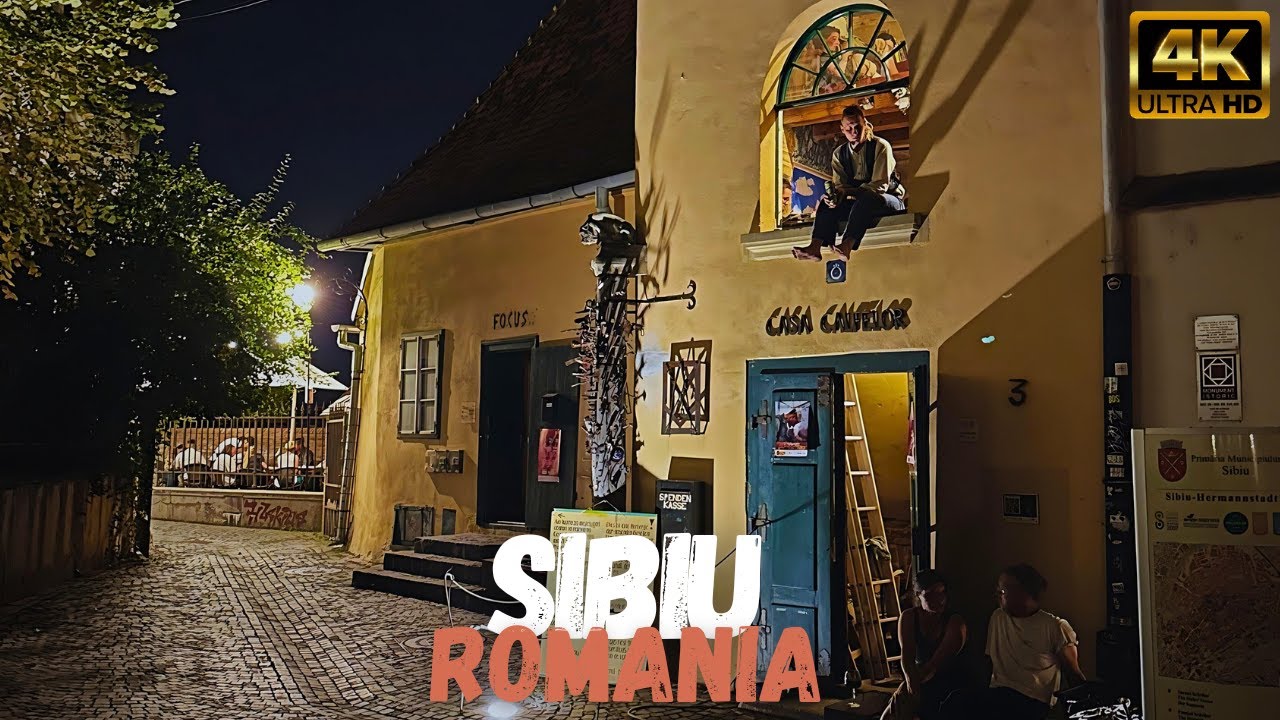 [Romania] Night Walking Tour in Sibiu - 4K HDR
