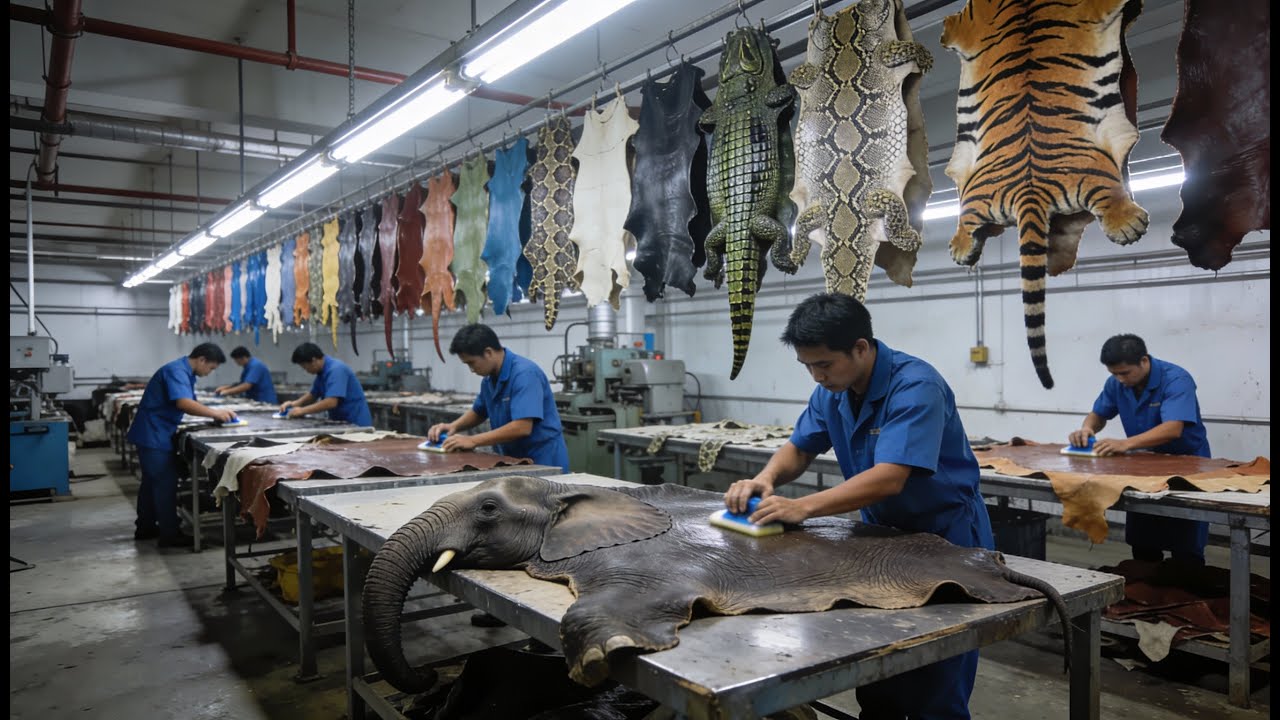 Inside the Leather Polishing Factory – How Natural Surfaces Gain Luxurious Shine | Full Process