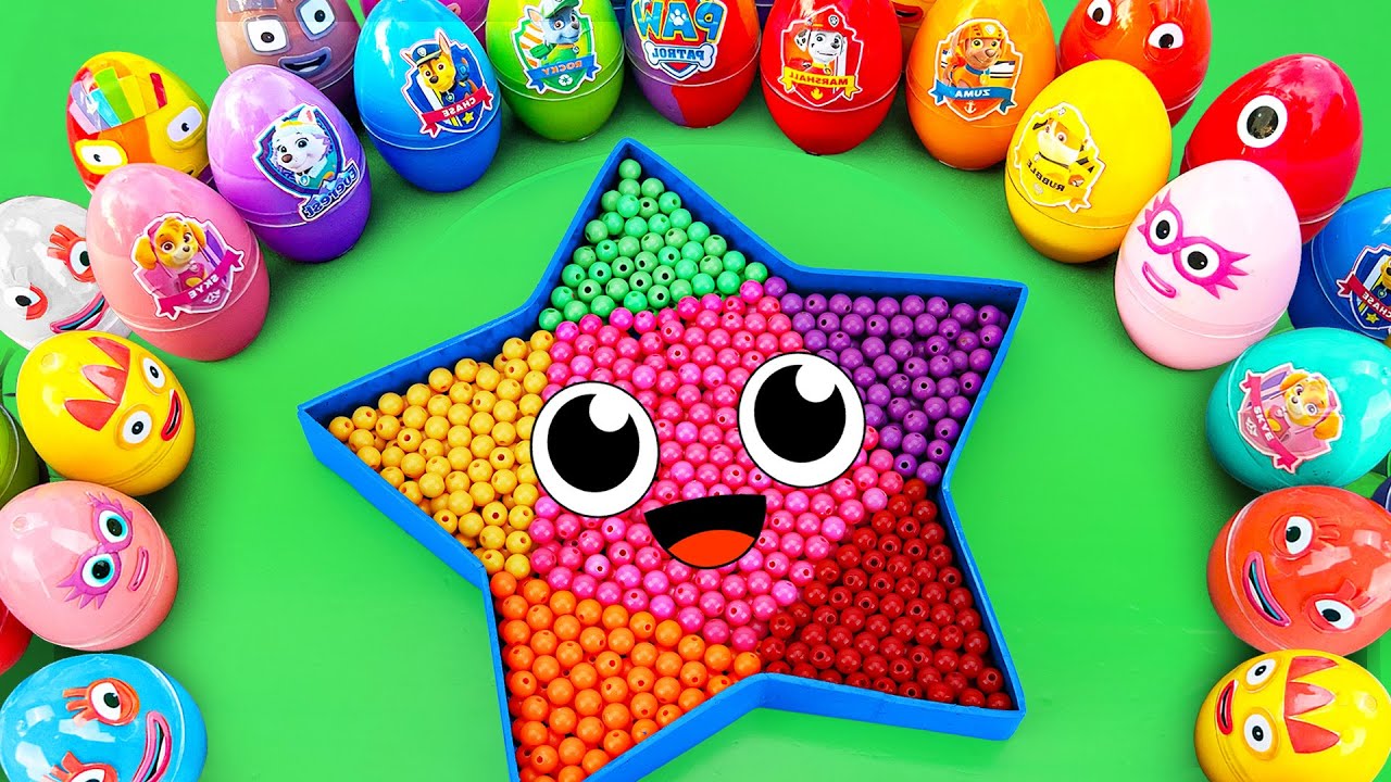 How to Make 🌈 Rainbow Star Beads Bathtub by Mixing SLIME in Eggs  CLAY Coloring! Satisfying ASMR