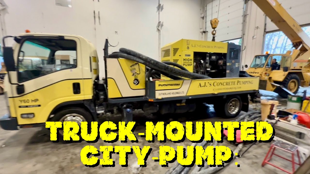 Truck Mounting a Concrete Pump (in less than 20 minutes) 