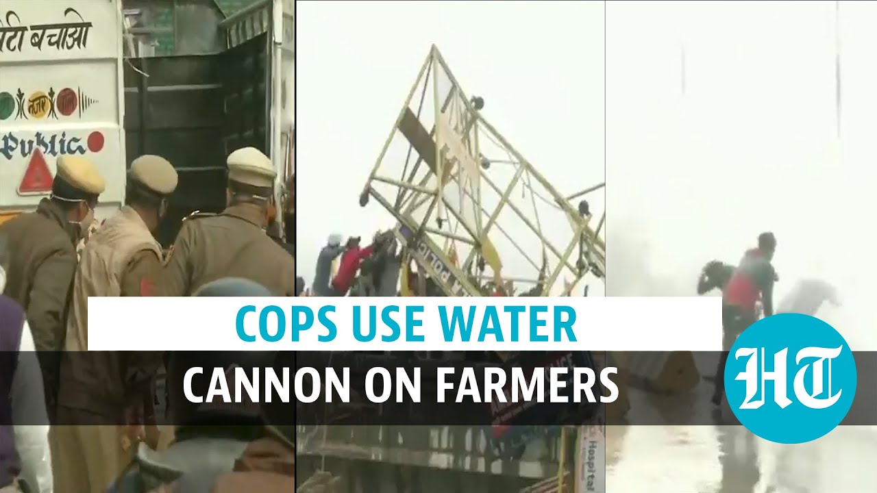 Police use water cannon, tear gas on agitating farmers near Delhi-Haryana border