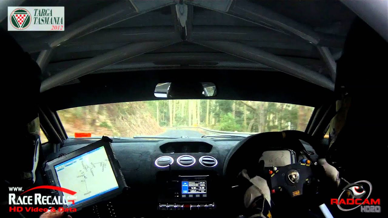 Targa Tasmania 2012 White Lamborghini Gallardo catches Close Audi TT RS on TS5 Paloona RadCAM HD20