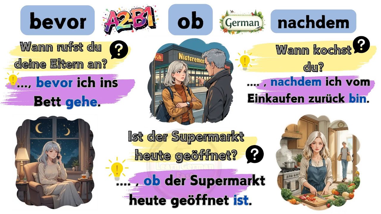 Essential German Conjunctions: Bevor, Nachdem, Ob 🔑🚪 Level Up Your German!