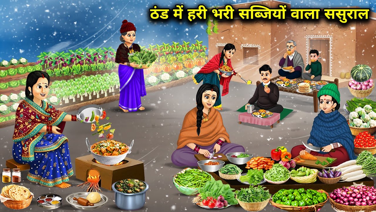 ठंड में हरी भरी सब्जियों वाला ससुराल || In-Law House With Green Vegetable In Winter || Cartoon Video
