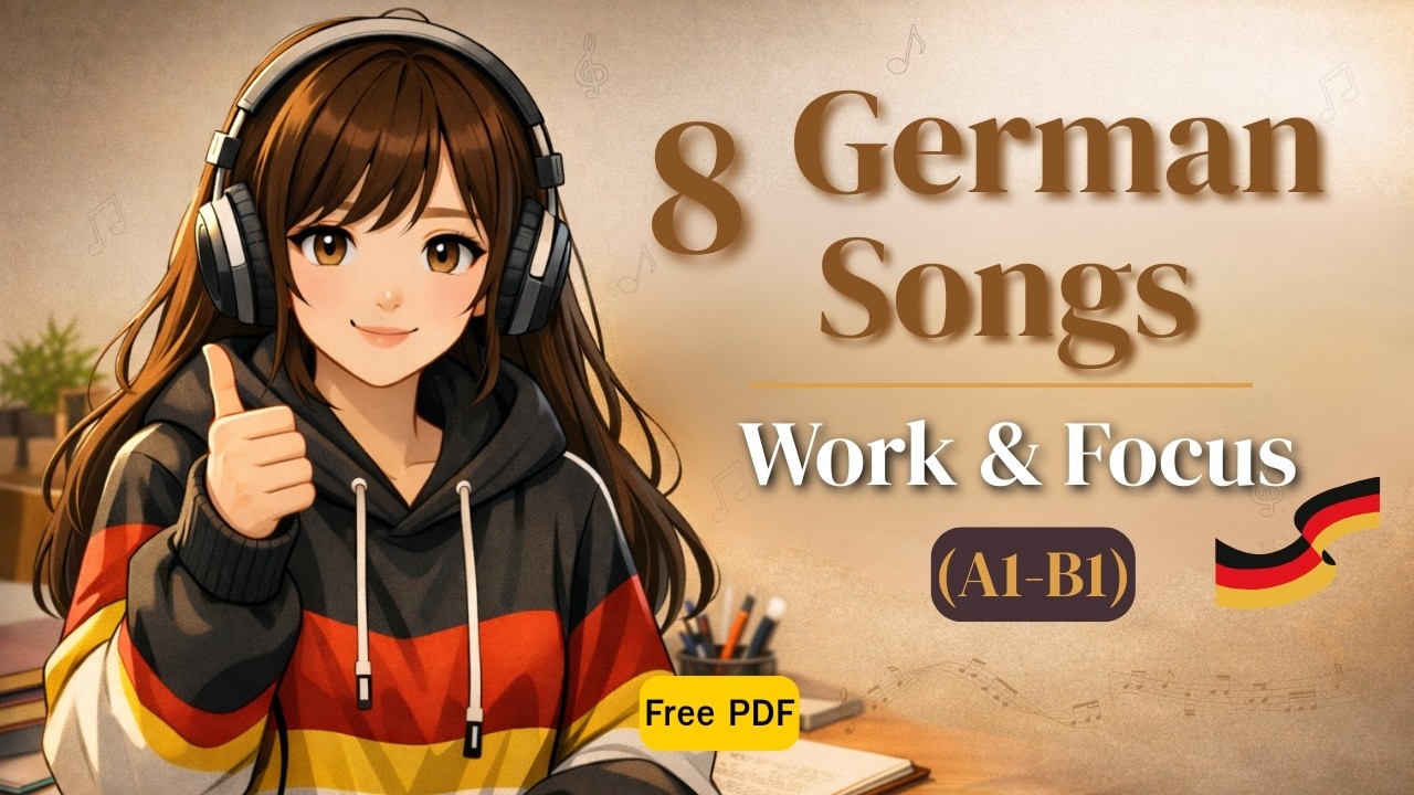 Learn German with Music🇩🇪🎧: 8 Calm Songs for Work & Focus (A1–B1) 🎶📚