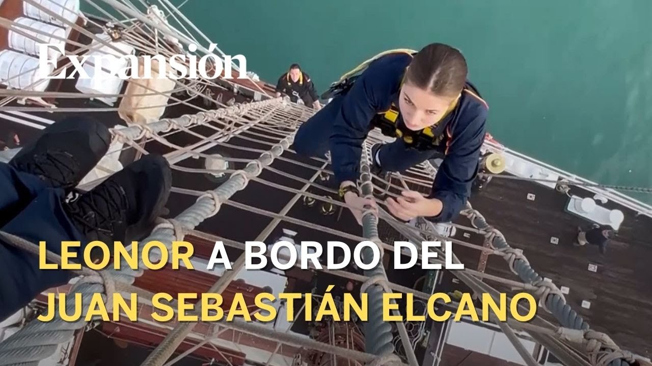 La princesa Leonor se sube a un mástil de 50 metros de altura