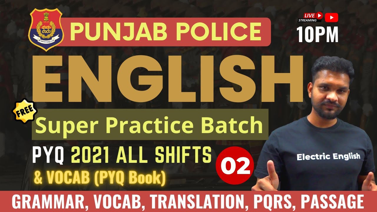 Free Class-02🔴 Punjab Police Exams English Preparation || Punjab Police Sub Inspector Preparation