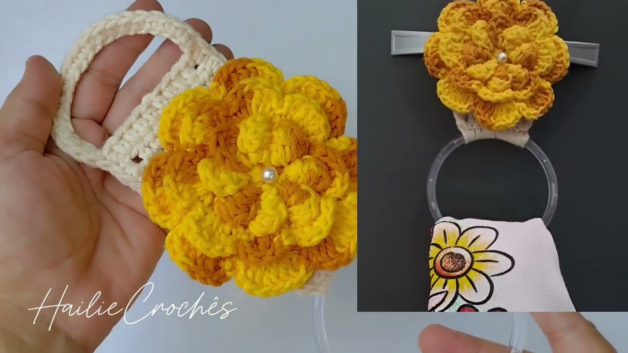 Porta pano de crochê para fogão e armário 