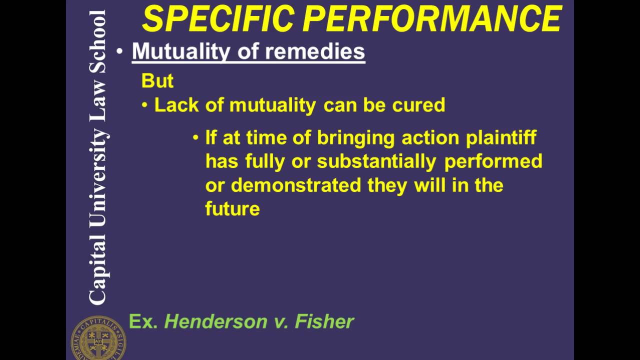 Remedies Video Lecture 8 - Specific Performance