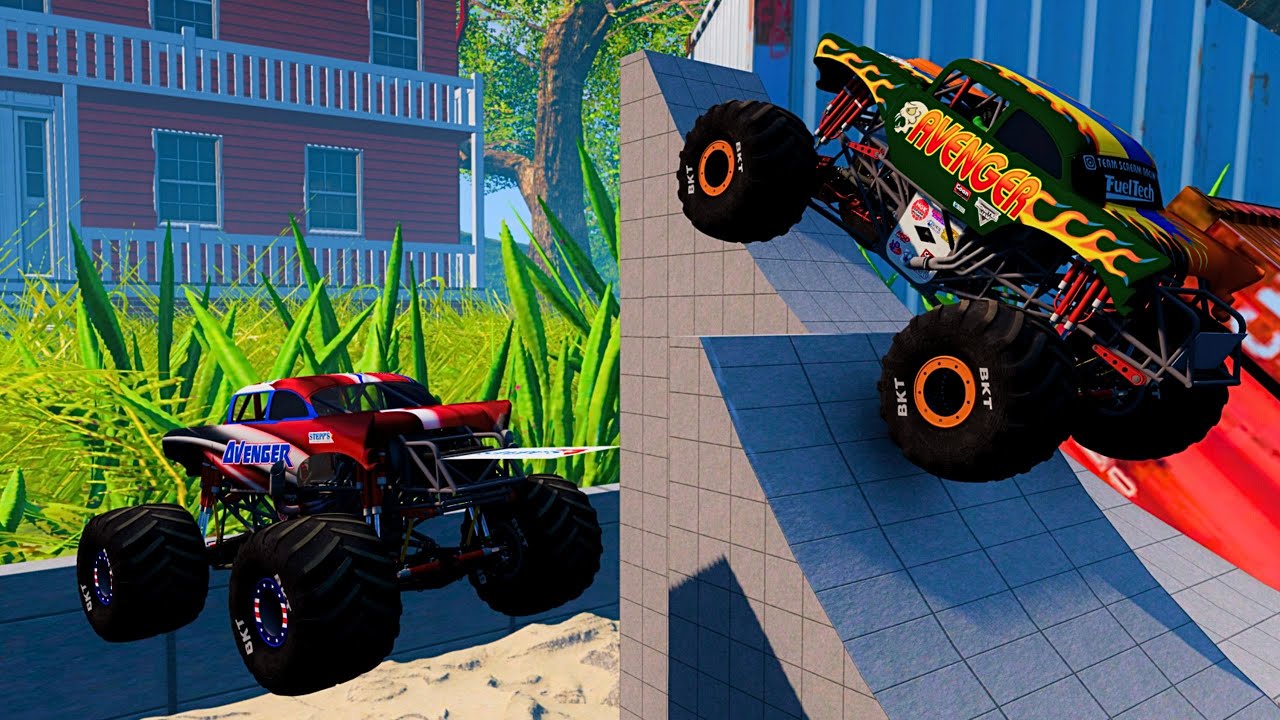 🔥 Insane AVENGER Monster Truck Stunts & Jumps in BeamNG Drive!