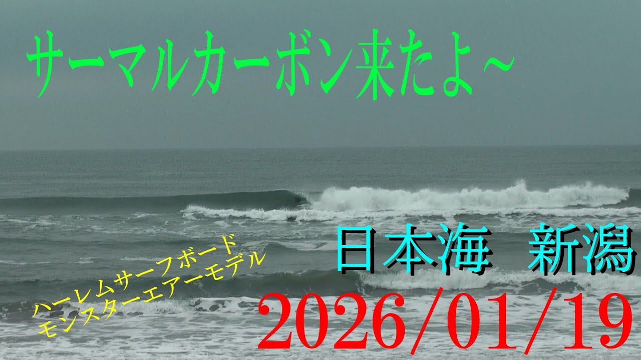 サーフィン新潟　2026/01/19　＃ハーレムサーフボード　＃サーマルカーボン　＃モンスターエアーモデル　＃日本海　＃新潟